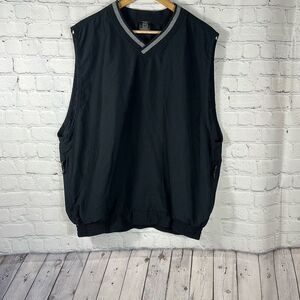 Nike Golf L Large Sleeveless V Neck Pullover Windbreaker Vest Black Pockets